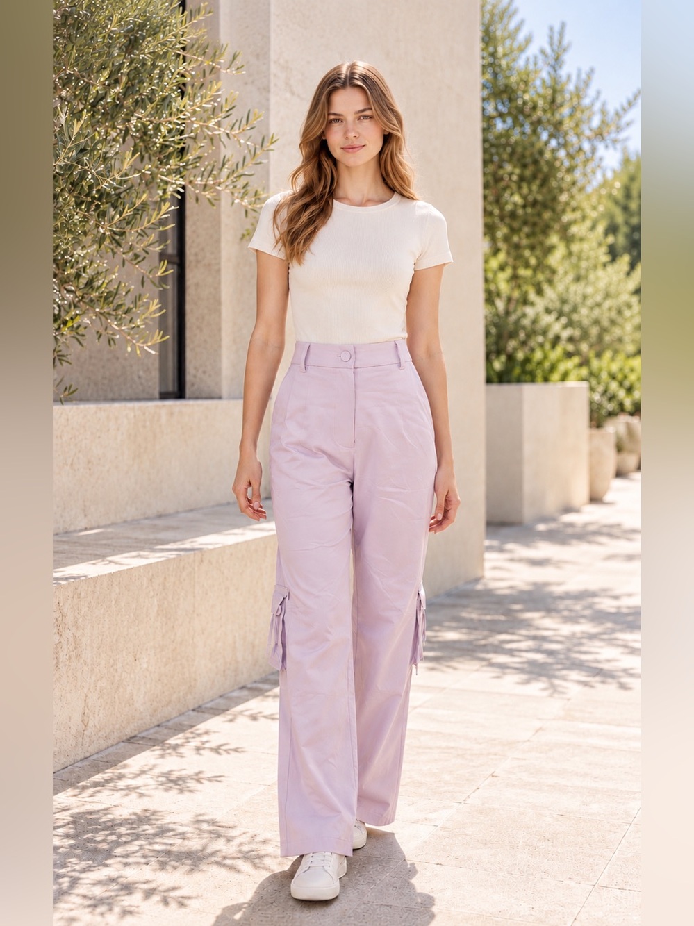 Purple High-Waisted Cargo Maylin Pants